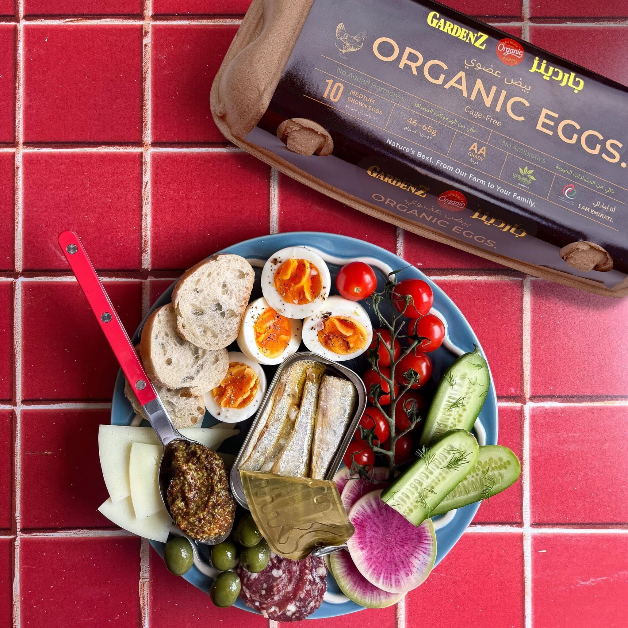 Healthy Snack Plate with Gardenz Organic Eggs Healthy snack plate with Gardenz organic eggs, fresh vegetables, cheese and wholegrain crackers