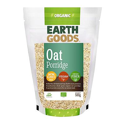 EARTH GOODS - ORGANIC OAT PORRIDGE (15824) NON-GMO GLUTEN FREE HIGH PROTEIN NET WT 500G.