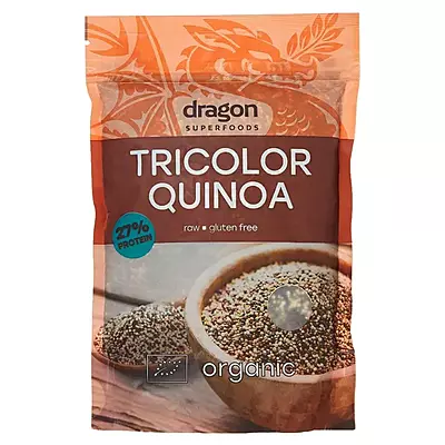 DRAGON SUPERFOODS- TRICOLOR QUINOA (WHITE, BLACK & RED MIXED) 300G.دراجون سوبرفوودس- كينوا ثلاثية الألوان (مختلط باللون الأبيض والأسود والأحمر) 300 جرام.