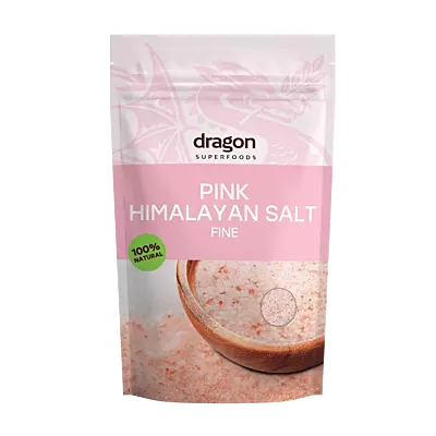 DRAGON SUPERFOODS- PINK HIMALAYAN SALT FINE 500G.دراجون سوبرفوودز - ملح الهيمالايا الوردي الناعم 500 جرام.