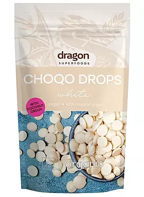 DRAGON SUPERFOODS- CHOCO DROPS WHITE 200G.دراجون سوبرفوودز - قطرات الشوكولاتة البيضاء 200 جرام.